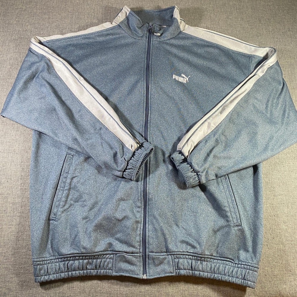 Puma Track Jacket Mens XL Blue Full Zip Athletic Warm Up Coat